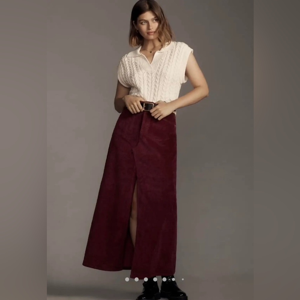 NWT, Size 4, Pilcro The Madi Front-Slit Corduroy Skirt
